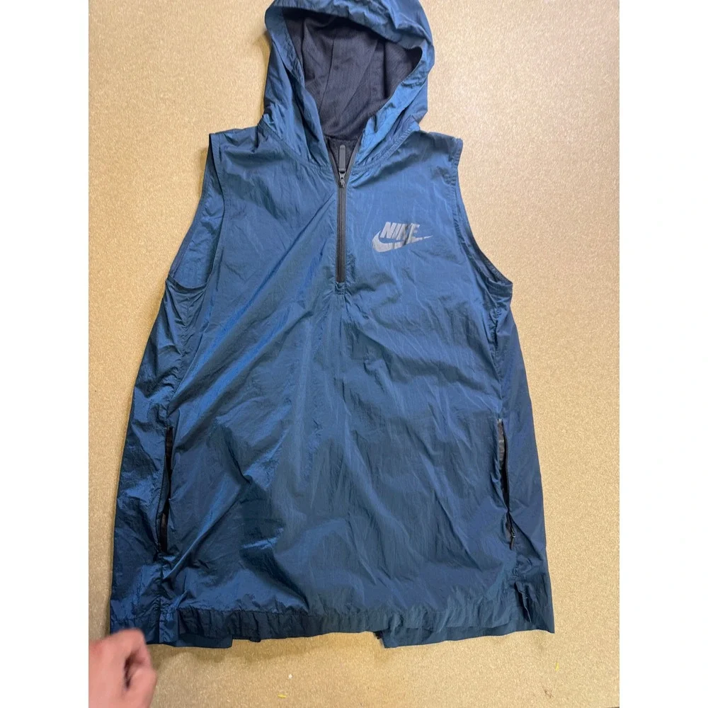 Nike‎ Sleeveless Hooded Anorak Vest Blue XL Athletic Sportswear $89